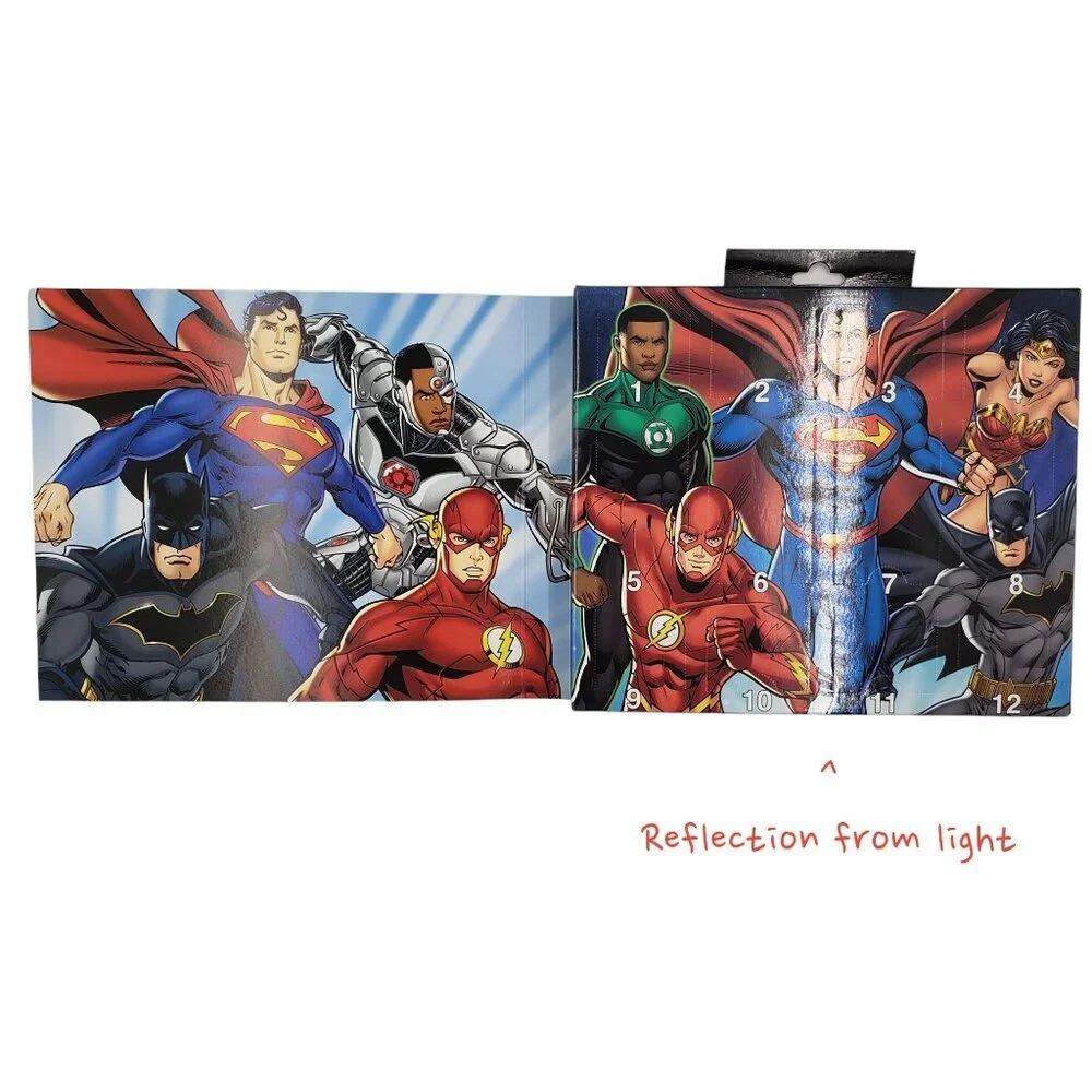 Justice League DC Comics Novelty Socks 12 Pairs Advent Gift‎ Box Adult Size 6-12